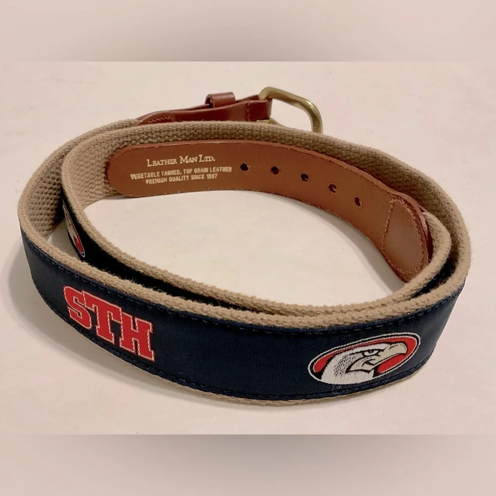 STH High quality men's leather belt, cotton braid.